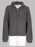 Maglia In Lana Merino Con Zip e Cappuccio