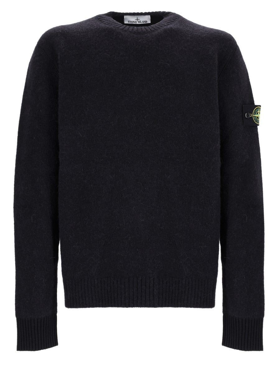 Maglia In Misto Alpaca e Lana Con Patch Logo