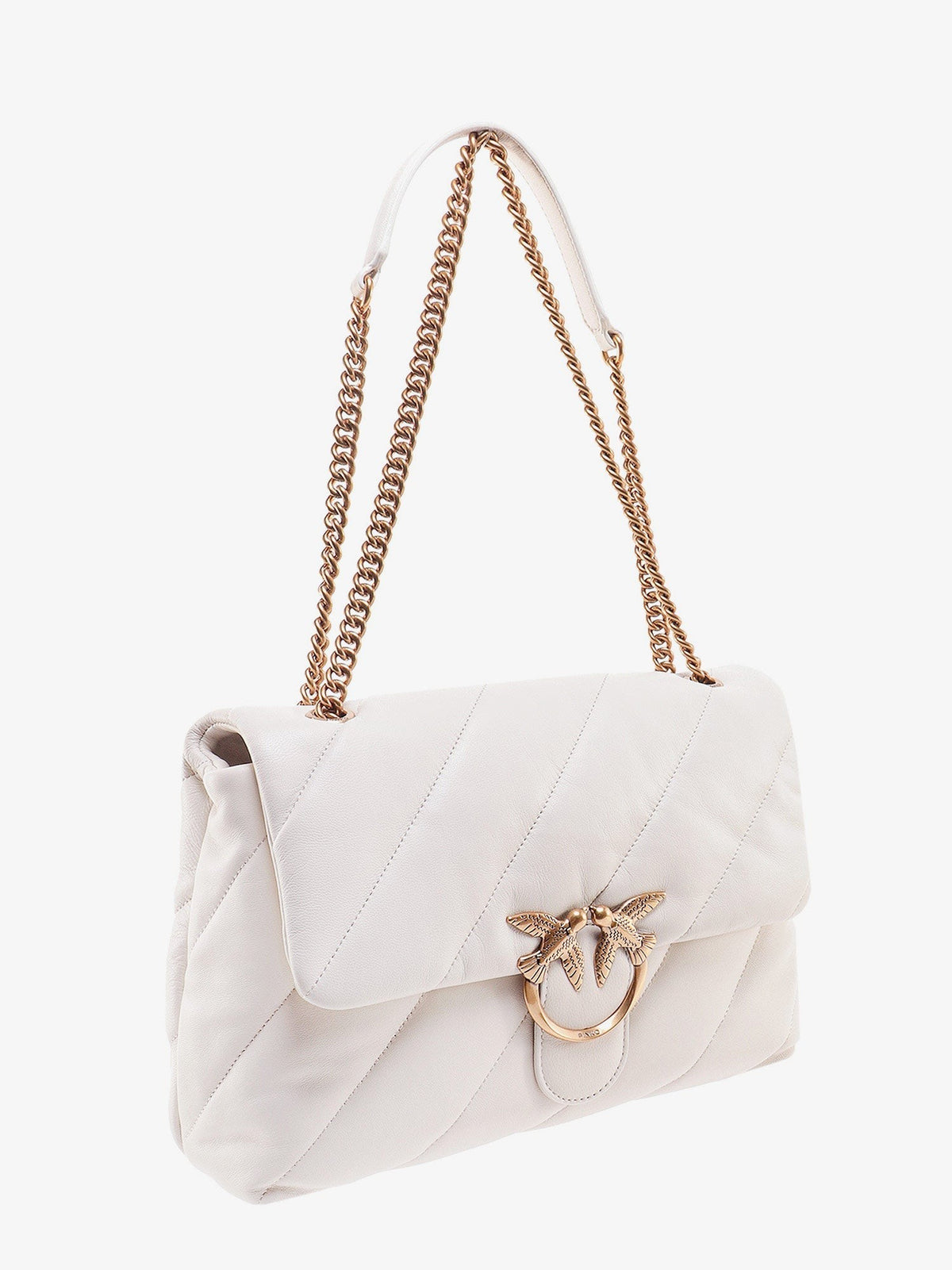 Matelassé leather shoulder bag with iconic love birds buckle 3