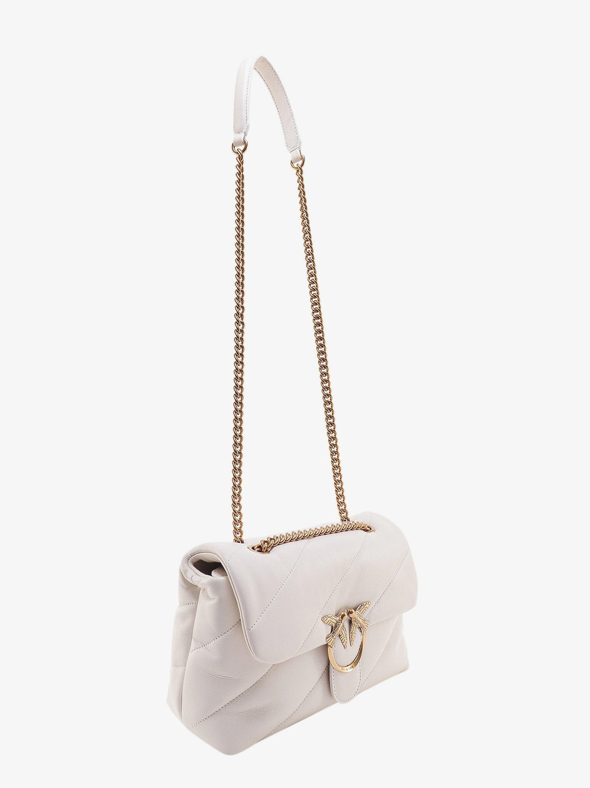 Matelassé leather shoulder bag with iconic love birds buckle 3