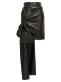 Maxi bow leather skirt