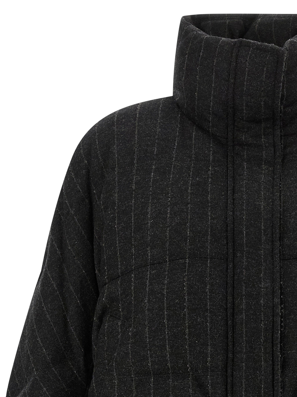 Micro sequin pinstriped crop down jacket 3