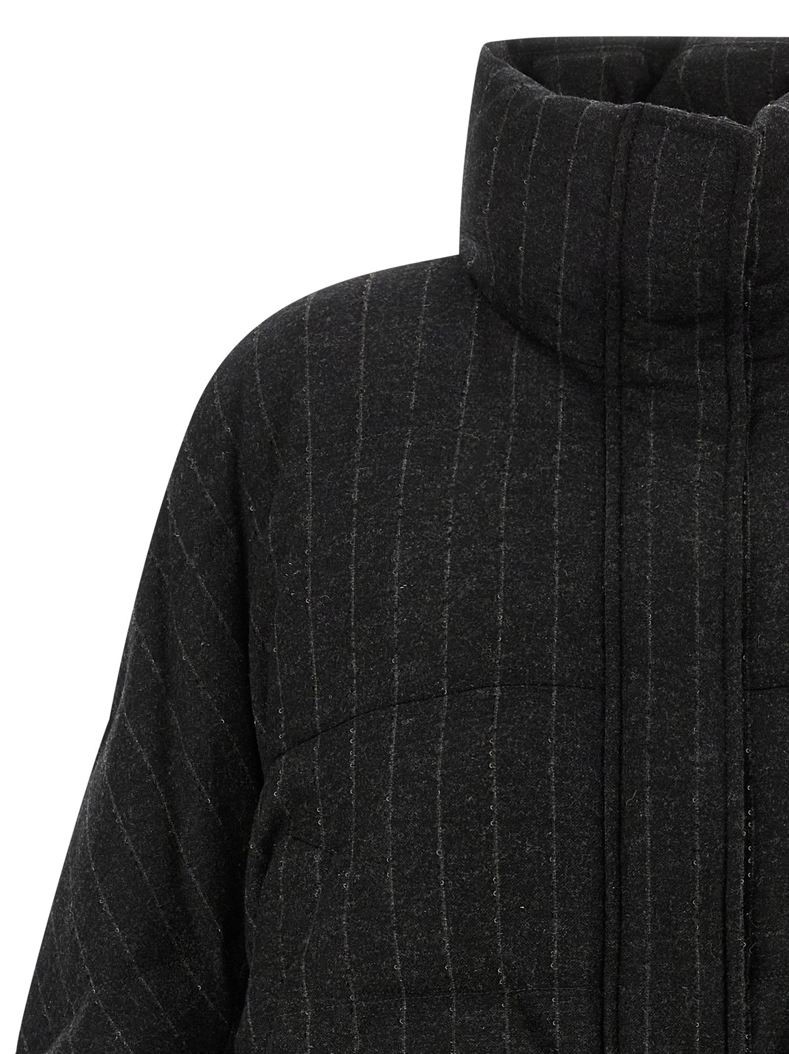 Micro sequin pinstriped crop down jacket 3