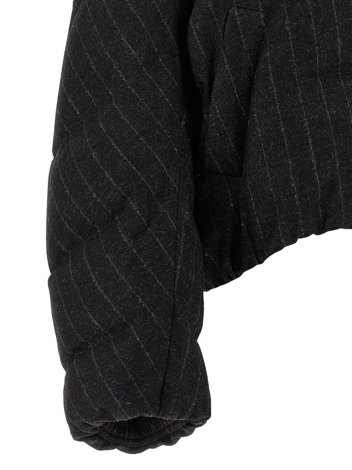 Micro sequin pinstriped crop down jacket 4