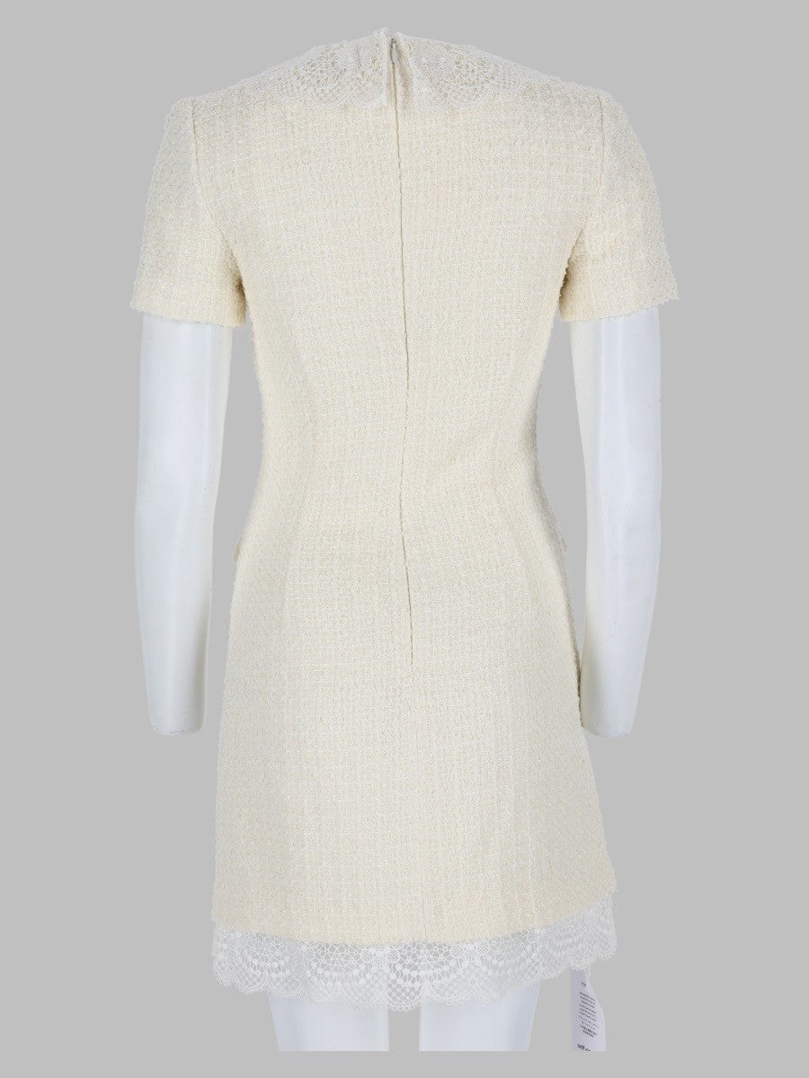 Mini Abito Sartoriale in Bouclé con Inserti in Pizzo 2
