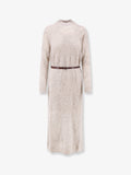 Mohair and wool blend long dress with all-over dazzling detail