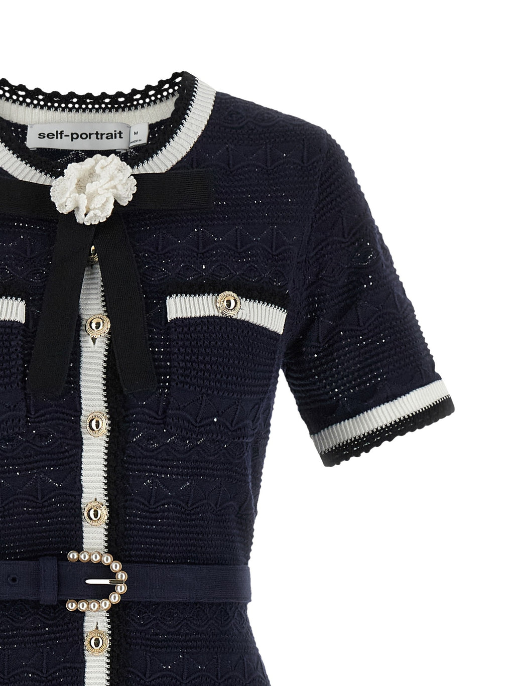 'Navy Pointelle Knit Midi' dress 3