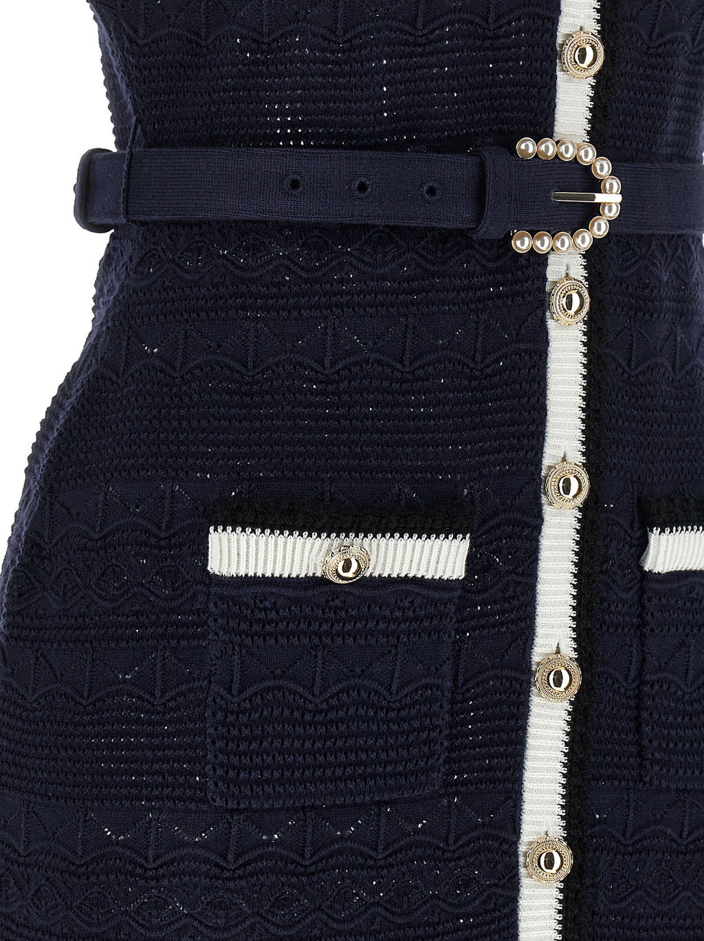 'Navy Pointelle Knit Midi' dress 4