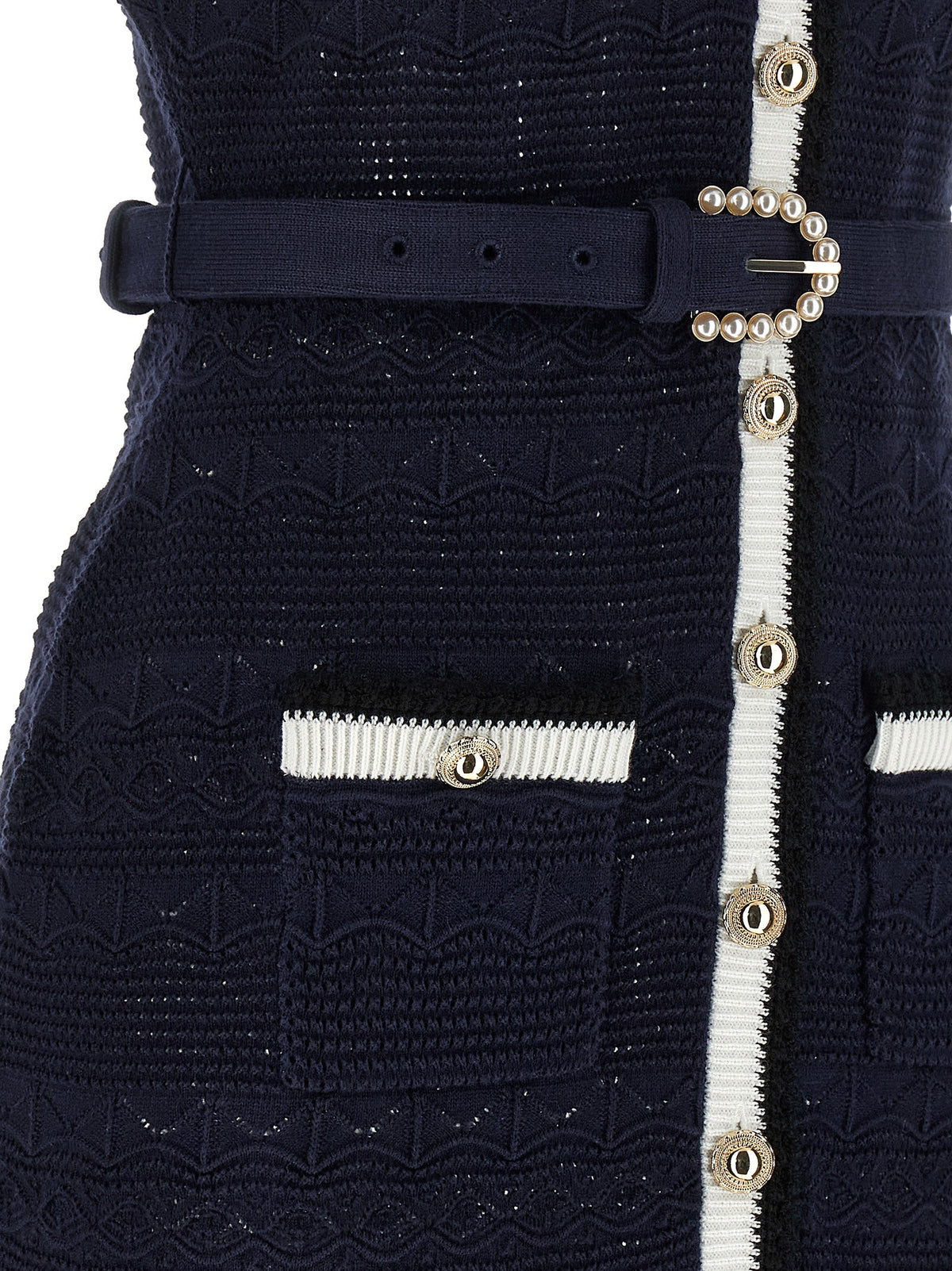 'Navy Pointelle Knit Midi' dress 4