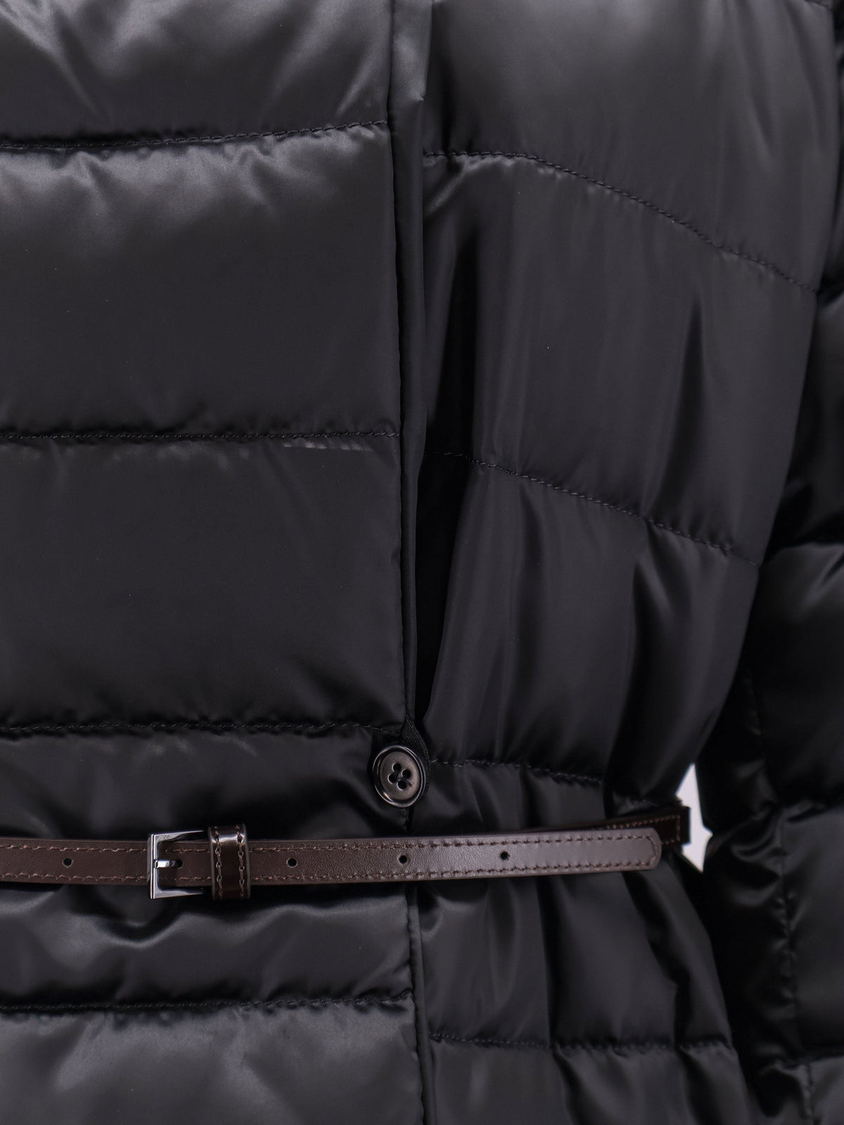 Novef The Cube long down jacket with belt 3