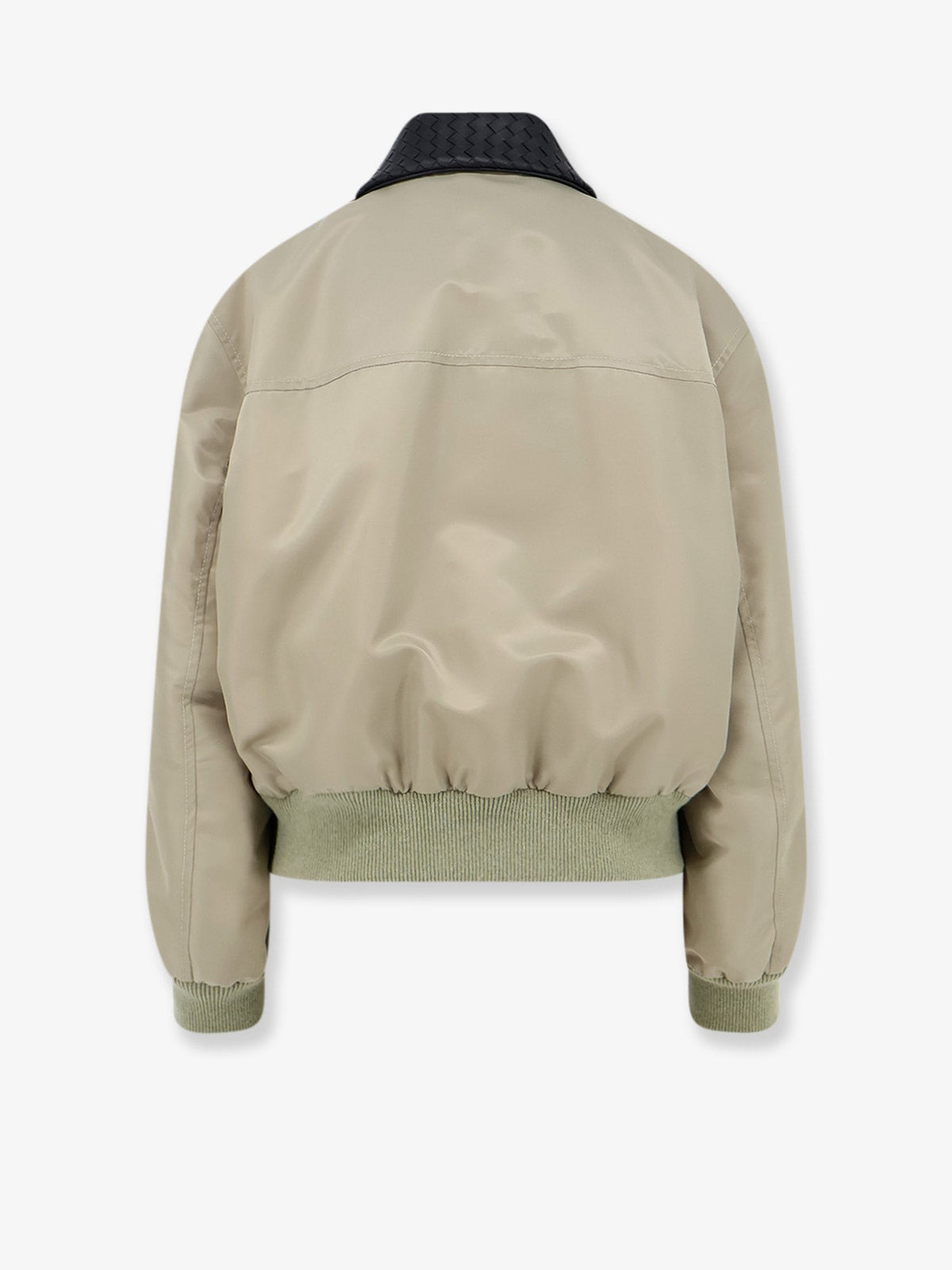 Nylon blouson with Intrecciato leather collar 2