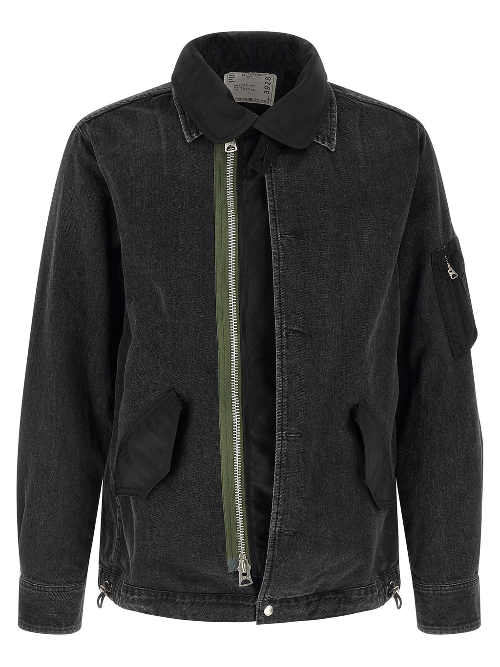 Nylon insert denim jacket