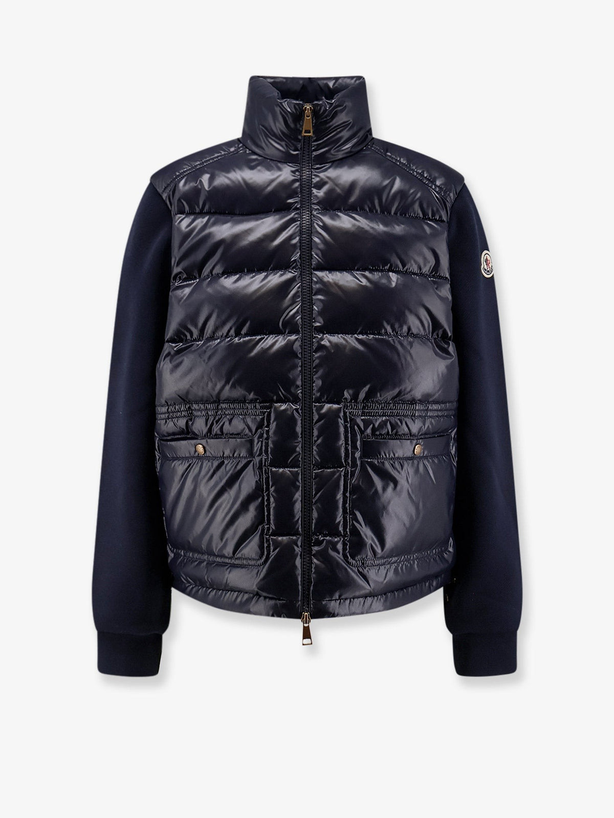 Two-material padded cardigan