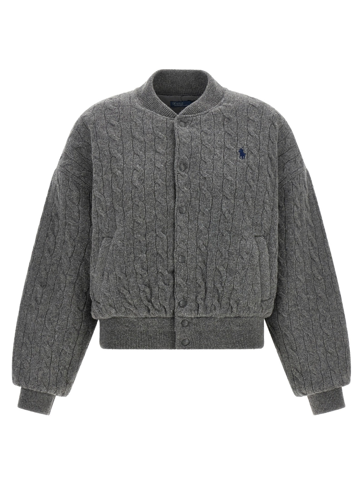 Padded Knit Braided Bomber Jacket