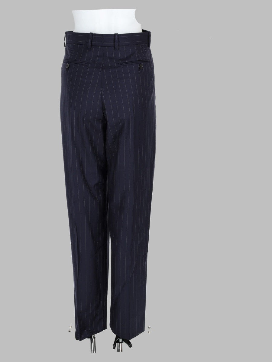 Pantalone a Righe con Doppia Piega in Lana 2
