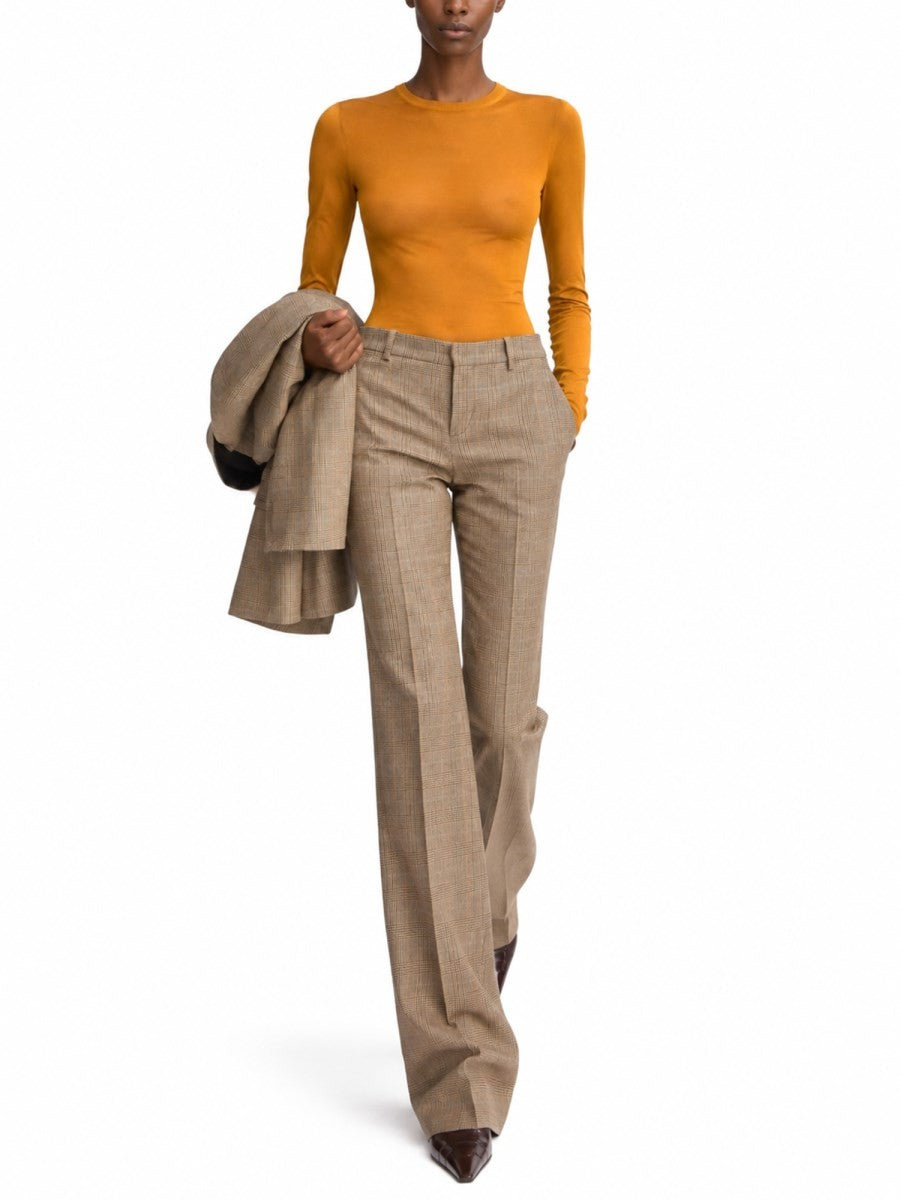 Pantalone Svasato In Lana Pied De Poule Principe Di Galles 2