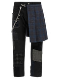 Patchwork jeans with kilt