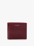 Patent leather wallet with engraved logo on the front