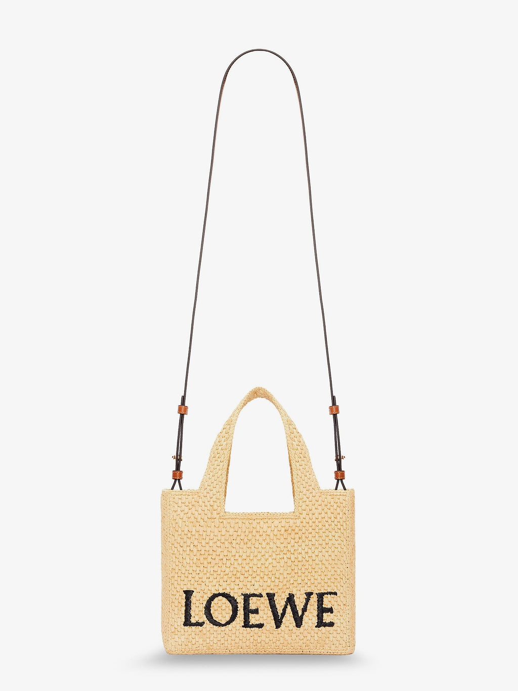 Paula's Ibiza -Small Loewe Font raffia handbag with embroidered logo on the front 3
