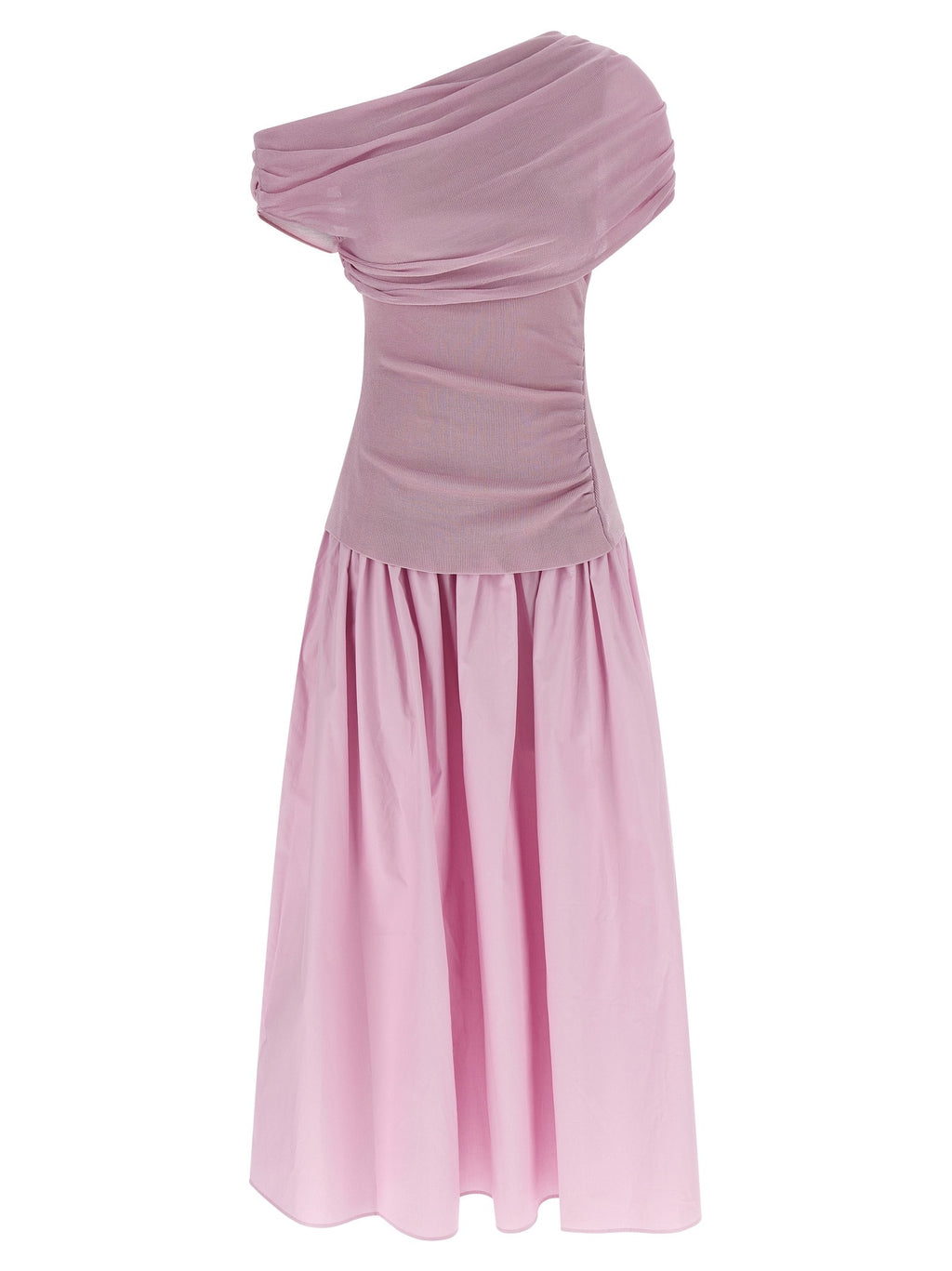 'Pink Cotton Draped Knit Midi' dress