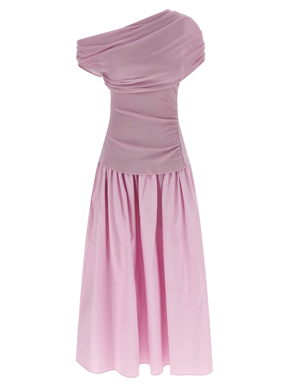 'Pink Cotton Draped Knit Midi' dress