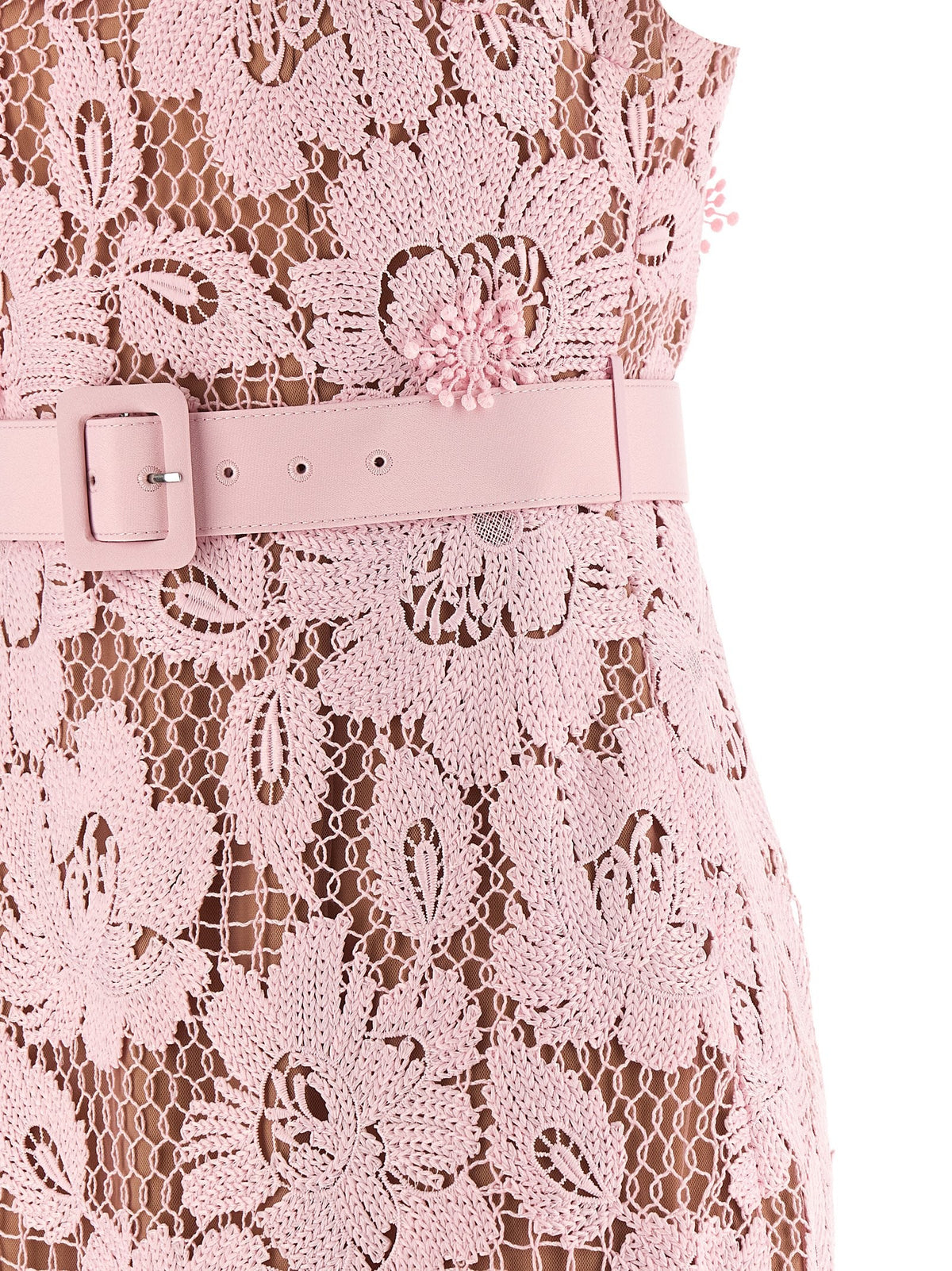 'Pink Crochet Lace Midi' dress 4