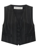 Pinstriped crop vest