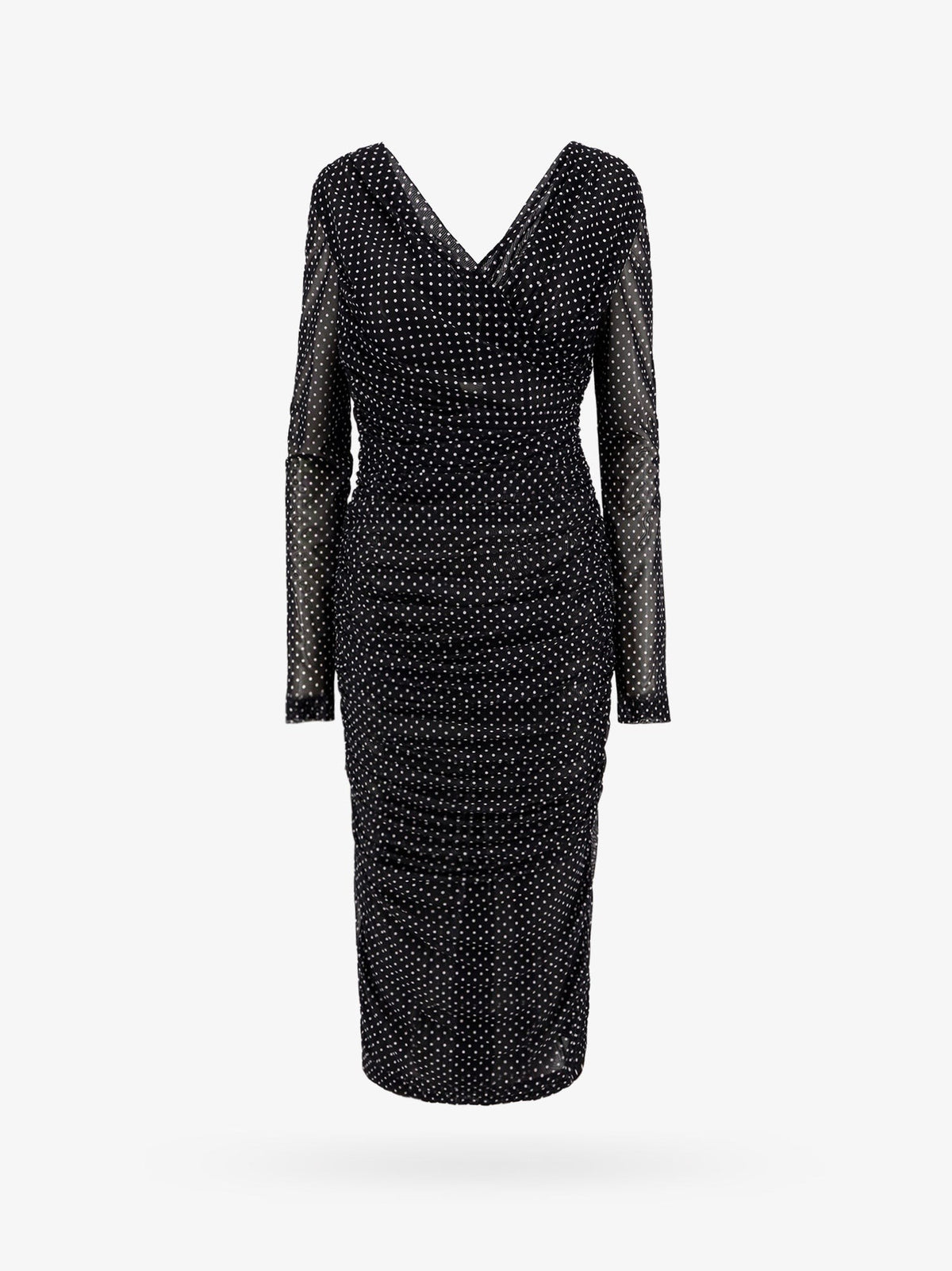 Polka-dots dress with drapery