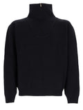 Pullover Con Mezza Zip In Lana A Coste