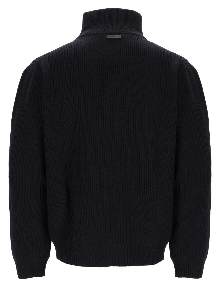 Pullover Con Mezza Zip In Lana A Coste 3