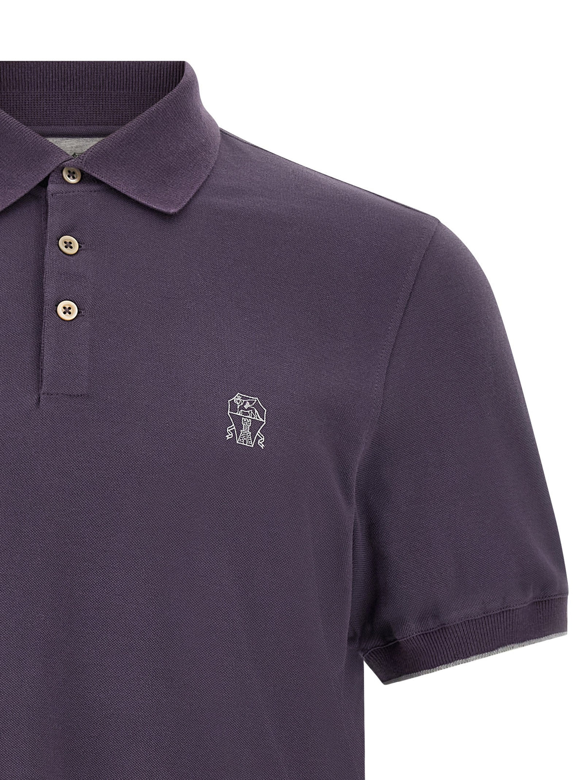Purple logo embroidery polo shirt 3