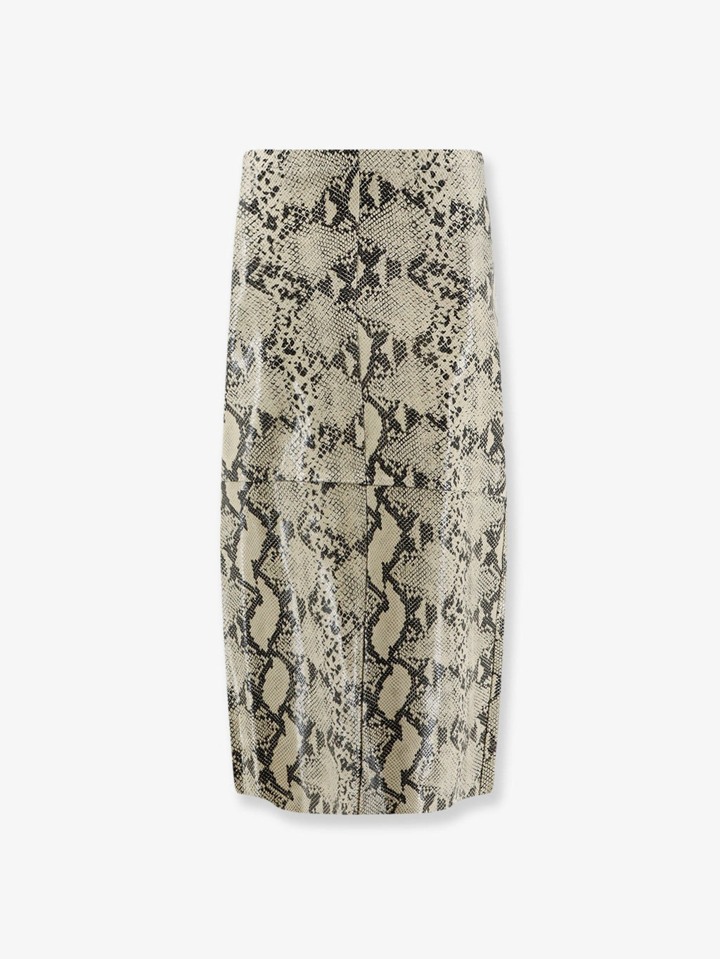 Python-print leather midi skirt