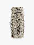 Python-print leather midi skirt