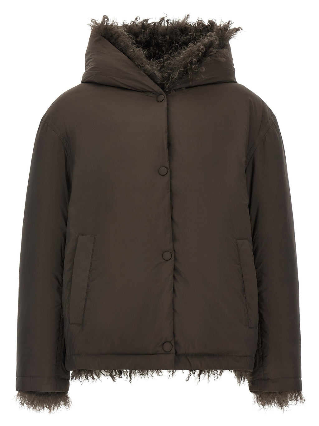 Reversible fur down jacket