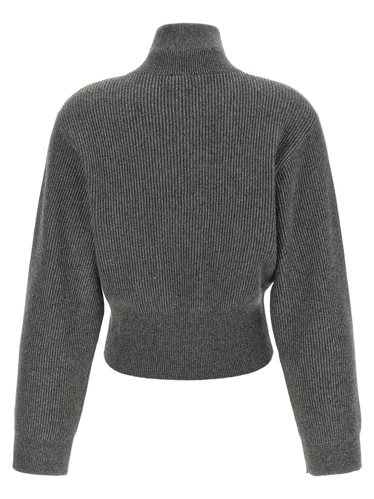 Ribbed cardigan with leather detail 2