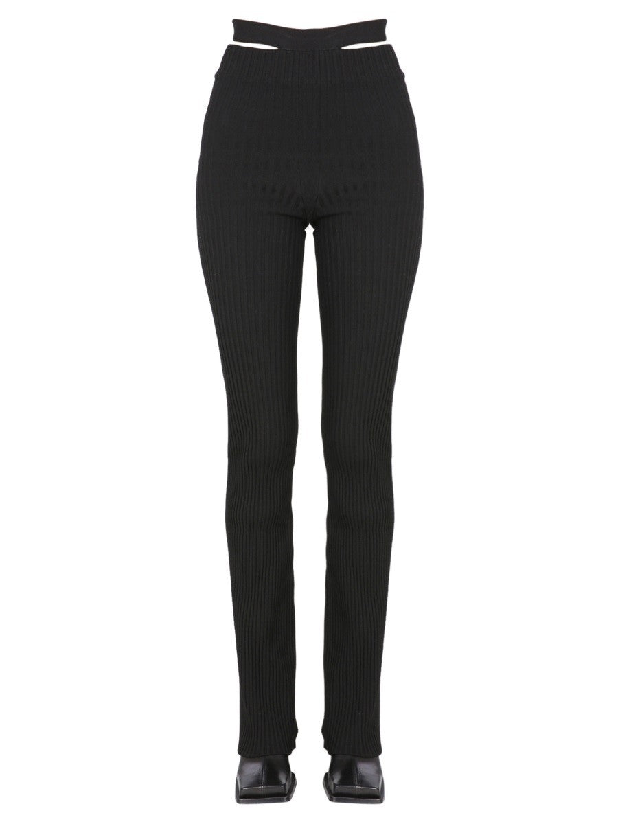 RIBBED TROUSERS WITH CUT OUT BELT