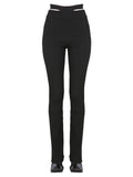 RIBBED TROUSERS WITH CUT OUT BELT