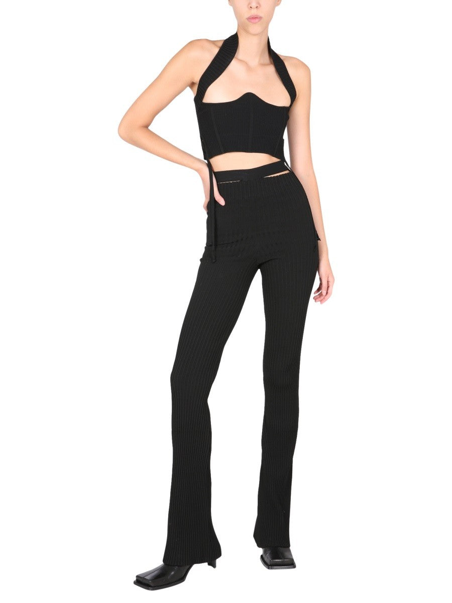 RIBBED TROUSERS WITH CUT OUT BELT 2