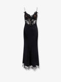 Satin dress with lace profiles