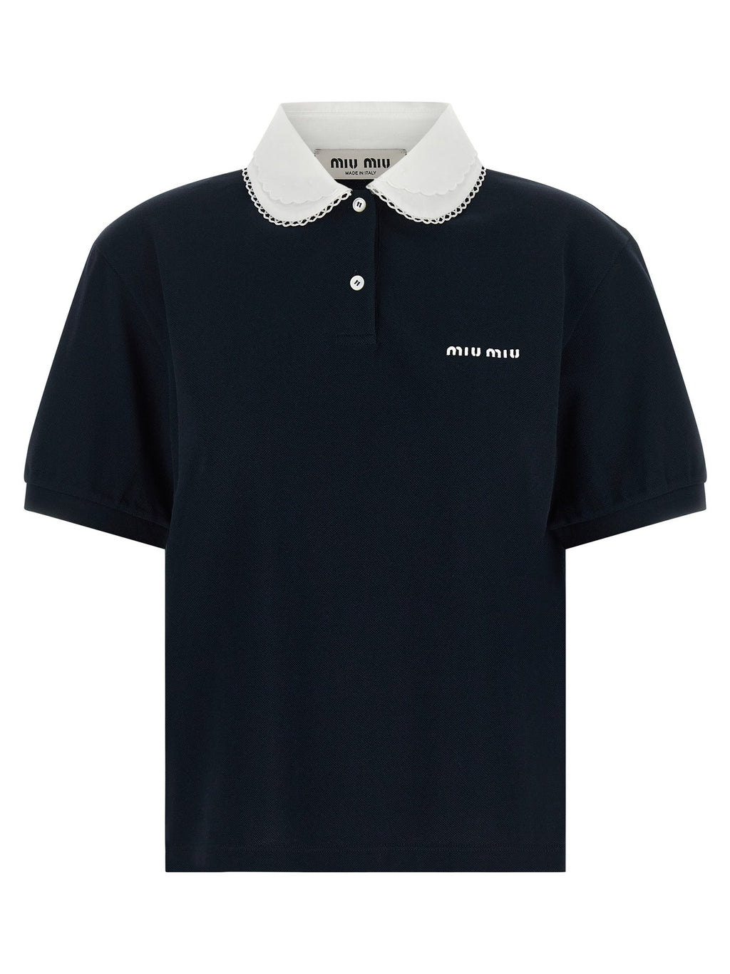 Scalloped collar polo shirt