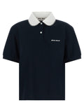 Scalloped collar polo shirt