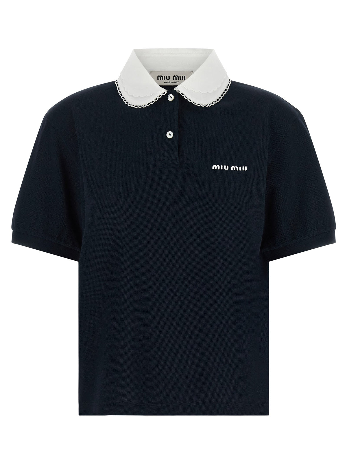 Scalloped collar polo shirt