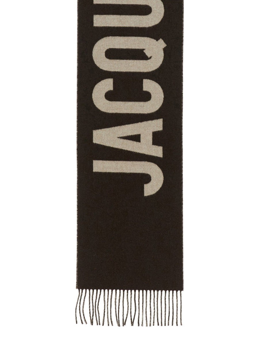 Sciarpa In Lana con Frange e Logo 2