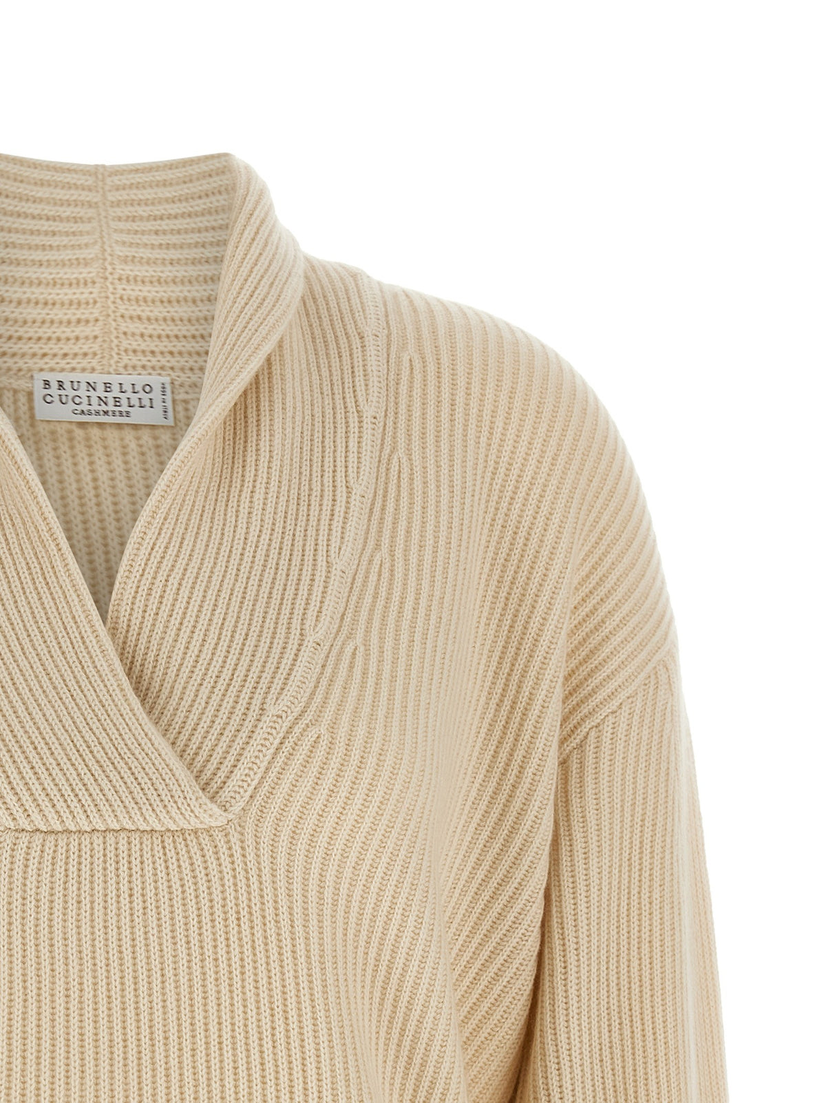 Shawl neck ribbed sweater 3