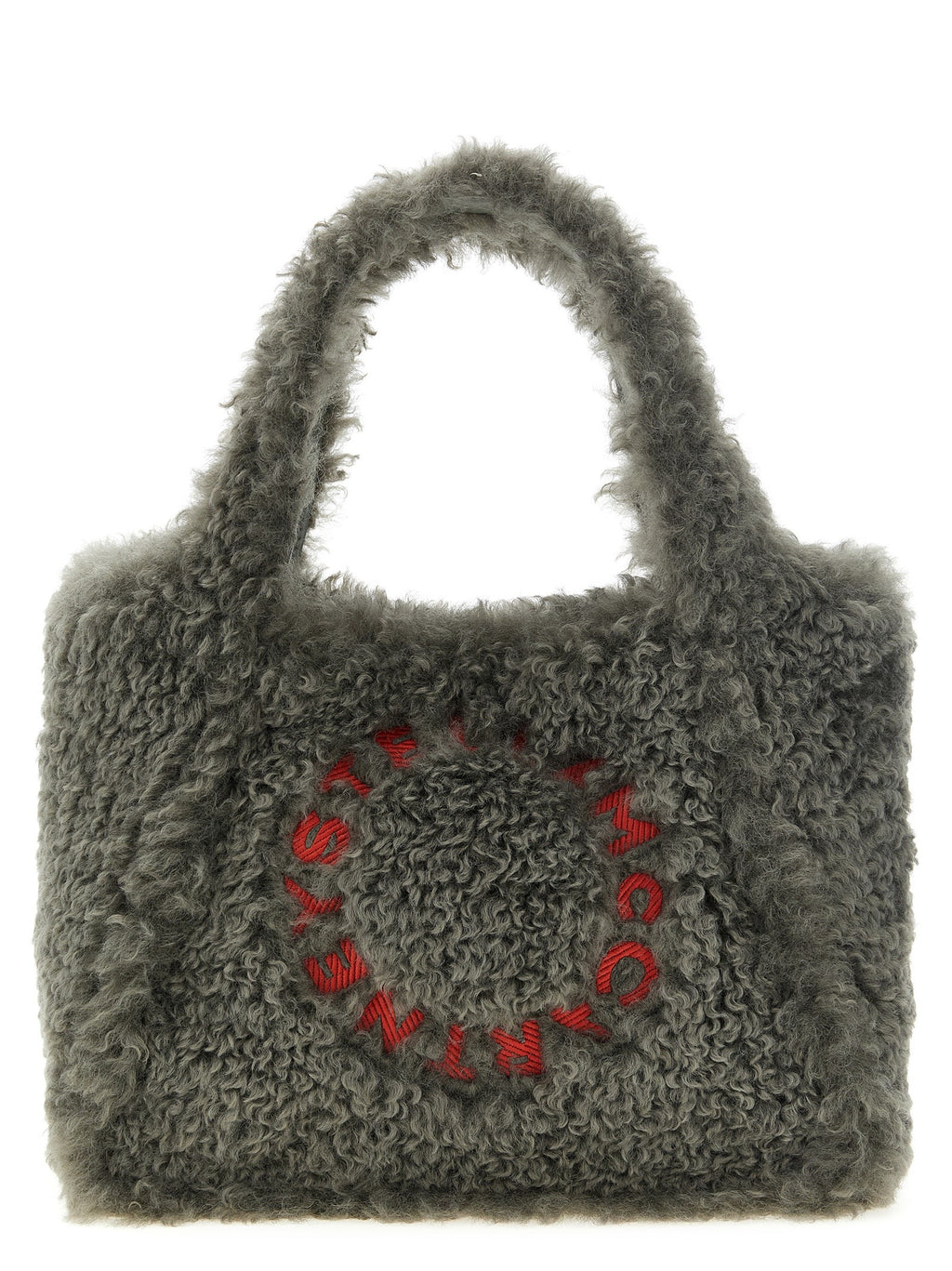 Shearling logo shopping bag