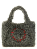 Shearling logo shopping bag