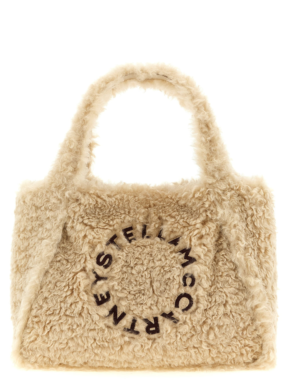 Shearling logo shopping bag