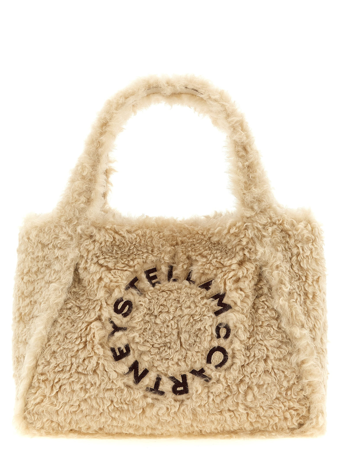 Shearling logo shopping bag