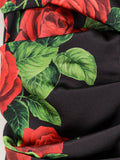 Short satin dress with rose print 3