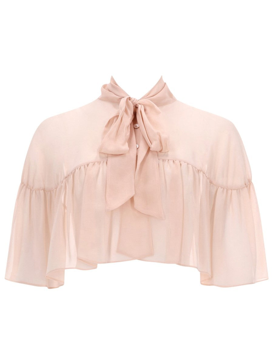SILK CAPE WITH BOW